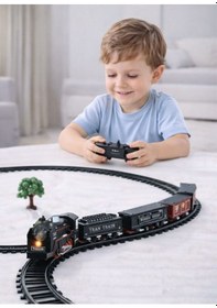 Resim Klasik Tren Seti Işıklı Ve Sesli Raylı Oyuncak Tren Kutulu 