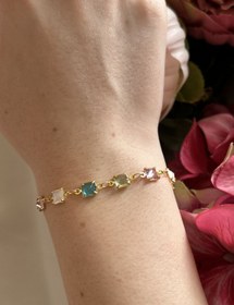 Resim Renkli Kare Taş Bileklik 