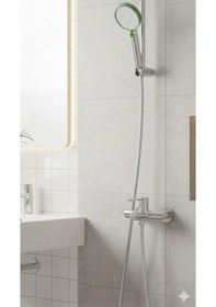 Resim Ayarlanabilir 5 Fonksiyonlu Yüksek Basınçlı Duş Başlığı ,çelik Örgülü Lüks Duş Hortumu 150 Cm Set Yeşil 