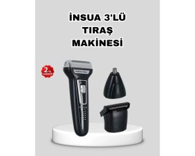 Resim TKÇ Insua 3’lü Tıraş Makinesi - 3 Farklı Kesim Başlığı, Güçlü Motor, 60 Dakika Kullanım 