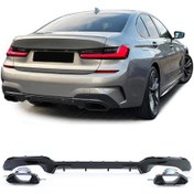 Resim Autogp Bmw G20 Arka Tampon Difüzörü Ve Egzoz Ucu Krom Seti 2019 / 2021 340i 