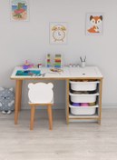 Resim Pratico Soho - Çocuk Çalışma Masası Oyun Ve Etkinlik Masası Beyaz Sepetli 