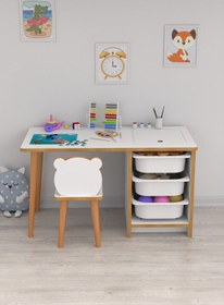 Resim Pratico Soho - Çocuk Çalışma Masası Oyun Ve Etkinlik Masası Beyaz Sepetli 