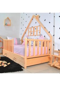 Resim Markaawm Markaawm Montessori Çocuk Yatak Yavrulu 90X190 Karyola Ağacı Akçaağaç 