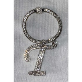 Resim Arabasına Aşıklar Kulübü Swarovski Taşlı Bileklik Anahtarlık T Harfli 