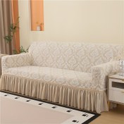 Resim 1 adet Bohemya Katio Jakarlı Yüksek Esneklikli Kanepe Örtüsü Etek ile, Bohemya Barok Tarzı Elastik ve Nefes Alabilen Kanepe Örtüsü - Evcil Hayvan Dostu, Makine Yıkanabilir - Polyester ve Spandeks Karışımı, Tek Kişilikten Dört Kişiliğe Uygun Jakarlı Kumaş - 180g/m² 