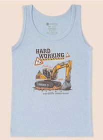 Resim natuline Erkek Çocuk Organik Pamuklu Likralı Atlet Hard Working 6'lı Paket 