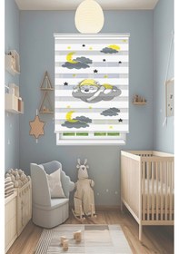 Resim Perdecizade Enxboy Sarı Şapkalı Ayı Dijital Baskılı Zebra Perde-cocuk Odası-stor Perde Pz-3046 Renkli 