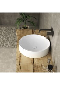 Resim Lucco Lucente 43 CM Tezgah Üstü Oval Lavabo Beyaz 