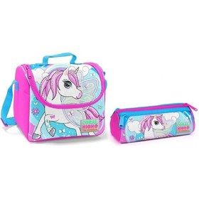 Resim Coral High Mavi Unicorn Kız Çocuk Beslenme Çantası Ve Kalemlik Se 