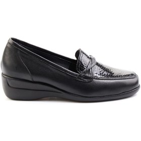 Resim Siyah Leather Kadın Dolgu Topuklu Ayakkabı K01531254103 