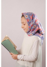 Resim Hürrem Bone Mor Dijital Baskılı Çocuk Tesettür Eşarp Pamuk Polyester Kelebek Desenli 6003 22 Mor 