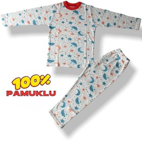 Resim ÇizYaz Tasarım Desenli Çocuk Pijama Takımı Kaliteli Pamuklu Penye 