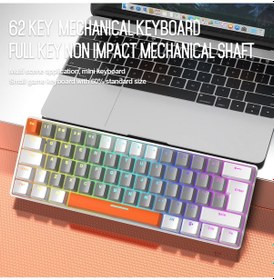 Resim T60 Mini Rgb Oyun Klavyesi Gaming Mekanik 62 Tuşlu 18 Rgb Led Usb Tip-c Kablosu 