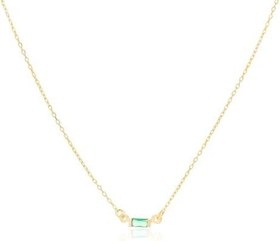 Resim 925 Ayar Gümüş Baget Taşlı Kolye - Minimalist Baguette Necklace - 14 Ayar Altın Kaplama Gold/Rose Gold/Silver Zarif Kadın Kolyesi 