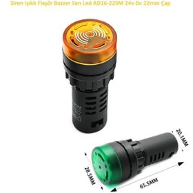 Resim Hatfon Elektronik Siren Işıklı Flaşör Buzzer Sarı Led Ad16-22sm 24v Dc 22mm Çap 