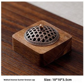 Resim Youtek Ev İçi Zen Stilinde Cüruflü Kapaklı Ceviz Ağacı Fincan, Çin Stilinde Aromatik Koku Sağlama Ve Dekorasyon Amaçlı Masaüstü Alet 