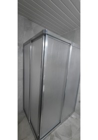 Resim Girayduşakabin 80x80 Parlak Profil Mika Köşe Girişli Kabin Gümüş 