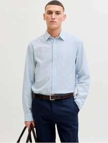 Resim Jack&jones Jjebreeze Keten Karışımlı Erkek Gömlek 12288595 Mavi 