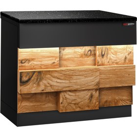 Resim Kasa Bankosu TORONTO - 900mm - Ahşap ön panel - Siyah Granit Çalışma Tezgahı 