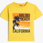 Resim Erkek Bebek Tişört Kısa California Baskılı Kollu Bisiklet Yaka Pamuklu 