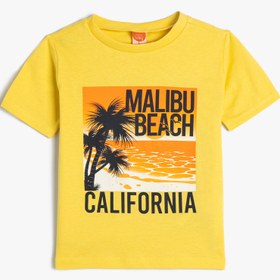 Resim Erkek Bebek Tişört Kısa California Baskılı Kollu Bisiklet Yaka Pamuklu 