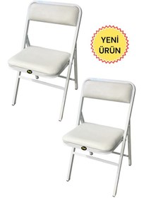 Resim Hey 2'li Katlanır Kamp Sandalyesi Piknik Sandalyesi Beyaz 