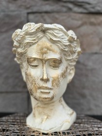 Resim Dekoratif Polyester Tekli Helen Saksı Vazo Krem Eskitme 