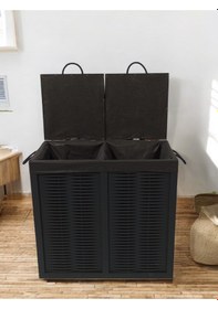 Resim Woodluck 2 Li Kirli Çamaşır Sepeti Yıkanabilir Bezli Siyah 