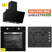 Resim Silverline Siyah Cam Ankastre Set Bo6502b01 - Cs5335b01 - 3457 