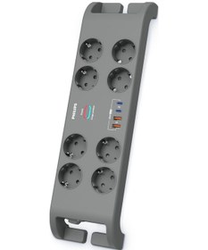 Resim Philips Spn8180ga Akım Korumalı Priz 8'li + 2x Usb-a 18w + 2x Usb-c 20w - 2m Kablo - Siyah 2 m 
