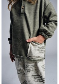 Resim Miababy Etnik Desen Patı Düğmeli 2 Li Takım Haki 