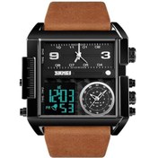 Resim Rogfer Skmeı 1391 Çok Fonksiyonlu Erkekler İş Dijital İzle 30m Su Geçirmez Kare Kadran Bilek İzle Deri Kordonlu Saat Siyah Kahverengi Çok Renkli Çok Renkli 