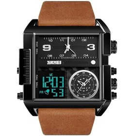 Resim Rogfer Skmeı 1391 Çok Fonksiyonlu Erkekler İş Dijital İzle 30m Su Geçirmez Kare Kadran Bilek İzle Deri Kordonlu Saat Siyah Kahverengi Çok Renkli Çok Renkli 