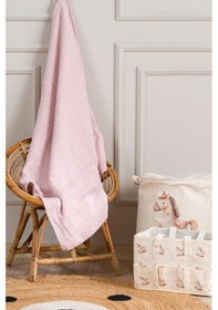 Resim Toffy Toz Pembe Düz Örgü Bebek Battaniyesi 100x100 Pembe 