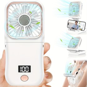 Resim Taşınabilir El Tipi Mini Fan, Dijital Ekranlı, Katlanabilir Boyun Fanı, USB Şarj Edilebilir 3000mAh Pil, 180° Ayarlanabilir, 3 Hız, Kişisel Soğutma İçin Giyilebilir, Seyahat, Spor - Kapalı ve Açık Alan Kullanımı, Seyahat Soğutucu | Katlanabilir Fan | Dayanıklı Plastik Fan, Mini Fan 
