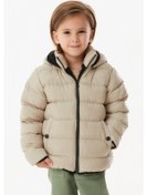 Resim Fullamoda Cebi Çıtçıtlı Kapüşonlu Unisex Çocuk Şişme Mont- Taba 24KCCK4528189358-Bej Fullamoda
