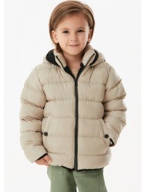 Resim Fullamoda Cebi Çıtçıtlı Kapüşonlu Unisex Çocuk Şişme Mont- Taba 24KCCK4528189358-Bej 