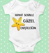 Resim Ayzi Tasarım Hayat Seninle Güzel Enişteciğim Yazılı Bebek Zıbın Body 