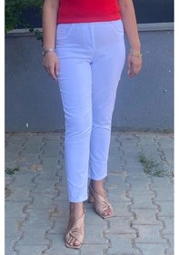 Resim Mia Butik Kadın Beyaz Boru Paça Pantolon Beyaz 