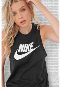 Resim Nike Sportswear Futura Black Tank Kadın Günlük Stil Spor Atlet Siyah Beyaz 