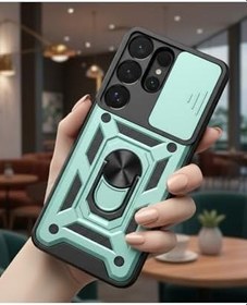 Resim CONSTRAIN - Samsung S26 Ultra ile uyumlu Galaxy İçin Sürgülü Korumalı Yüzüklü Standlı Magnetic Tpu Tank Kapak - Yeşil 