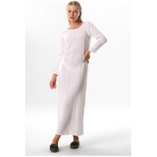 Resim Uzun Kol Pamuk Kombinezon Şile Bezi Uzun Elbise Astarı Beyaz Byz Beyaz 