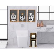 Resim Bk Home Doğal Masif Ahşap Tuvalet Kağıtlığı Ve Dekoratif 3’Lü Ret (551051779) Bk