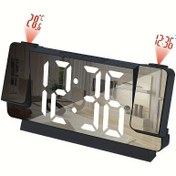 Resim 1 adet Çift Projeksiyon Alarm Saati, Ayna Dijital Saat, LED Ekran Sıcaklık Tarihi, USB Arayüzü, 12/24 Saat Geçiş, Yatak Odası, Ofis, Oturma Odası Dekorasyonu için Uygun, Ayna Sıcaklık Zaman Projeksiyon Saati 