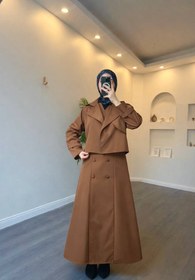 Resim Esre Store 4570 - Bondit Kumaş İkili Tesettür Takım Kahverengi 