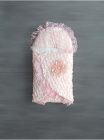 Resim Koza Kabartma Fiyonk Dantel Tül Örtülü Kız Bebek Klasik Kundak Bebek Battaniyesi 