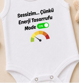 Resim Alandres %100 Pamuk Çıtçıtlı Bebek Atlet Beyaz Zıbın Bisiklet Yaka Kız Erkek Baskılı Komik Yazılı Body 