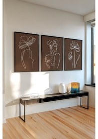 Resim Huhuli Ahşap Siyah Çerçeveli 3'lü Mocha Moments Tablo Huhu515 