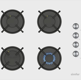 Resim Simfer SB8255 - T3048 - SD8728 Trend Mekanik Beyaz Cam 3'lü Ankastre Set 